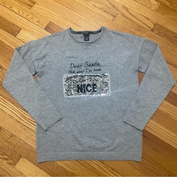 Rue21 Women’s Christmas Grey Sweater Change Sequins Naughty/Nice - Picture 3 of 8